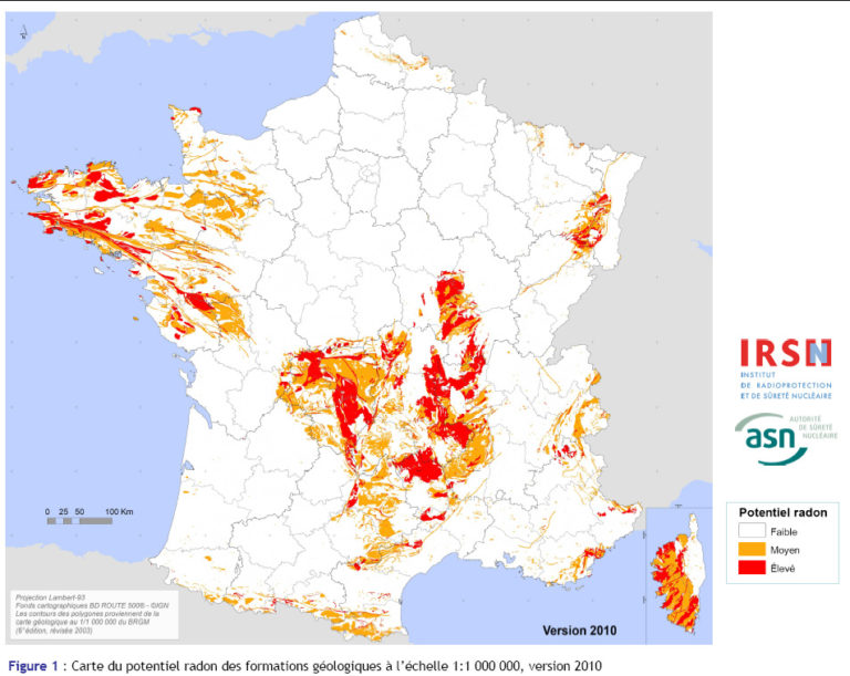 Carte du potentiel radon des formations géologiques (2010)